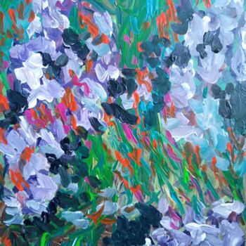 Peinture intitulée "Irises in the garden" par Natalya Mougenot, Œuvre d'art originale, Acrylique
