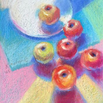 Painting titled "Apples" by Natalya Paydugina, Original Artwork, Pastel