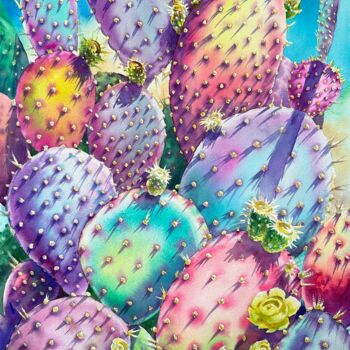 "Blooming cactus" başlıklı Tablo Natalya Paydugina tarafından, Orijinal sanat, Suluboya