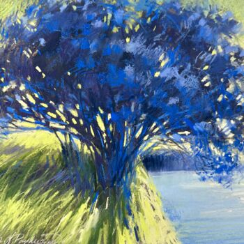 Pittura intitolato "Blue Tree" da Natalya Paydugina, Opera d'arte originale, Pastello