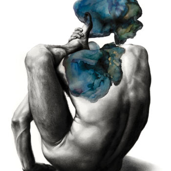 Рисунок под названием "blue melliferous" - Наталя Правда, Подлинное произведение искусства, Пастель