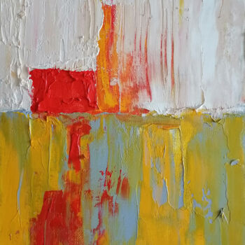 Painting titled "Triptych "3 red hou…" by Natalya Shulga, Original Artwork, Oil