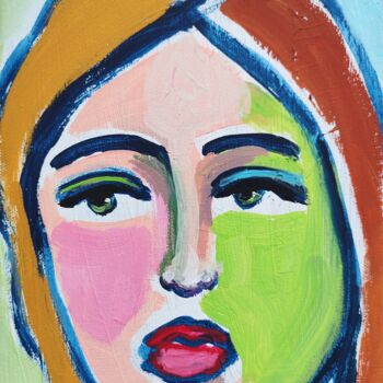 Pittura intitolato "Woman abstract pain…" da Natalya Volynska, Opera d'arte originale, Acrilico