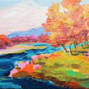 Pittura intitolato "Tree Autumn Landsca…" da Natalya Volynska, Opera d'arte originale, Acrilico