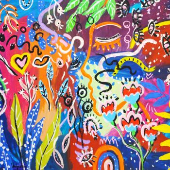 Painting titled "Night Garden Origin…" by Natalya Volynska, Original Artwork, Acrylic