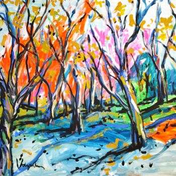 Painting titled "Forest Painting Col…" by Natalya Volynska, Original Artwork, Acrylic