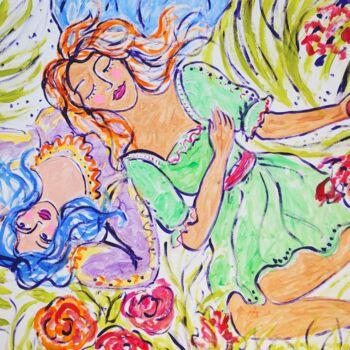 Pintura titulada "Oktober Girls Origi…" por Natalya Volynska, Obra de arte original, Acrílico