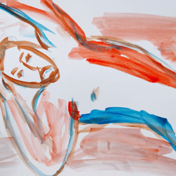 Malerei mit dem Titel "Liegender Mann Akt…" von Natalya Volynska, Original-Kunstwerk, Aquarell