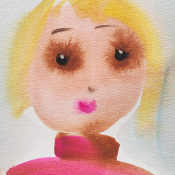 제목이 "Girl in Pink Origin…"인 미술작품 Natalya Volynska로, 원작, 수채화