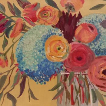 Painting titled "bouquet" by Natalya Yurina, Original Artwork, Oil