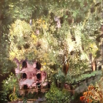 Painting titled "house under water" by Natalya Yurina, Original Artwork, Oil