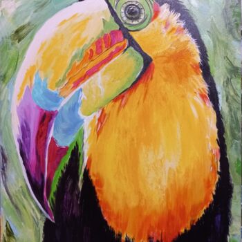 Pintura titulada "Ironic birds.Toucan" por Natalya Yurina, Obra de arte original, Oleo