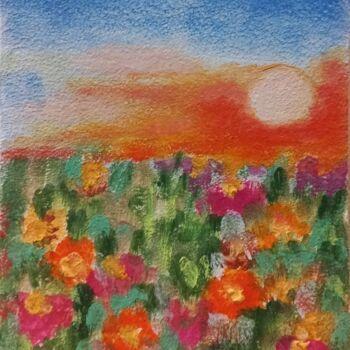 Pintura titulada "Glade at sunset" por Natalya Yurina, Obra de arte original, Oleo