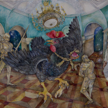 Painting titled "2020 Black hen or u…" by Natalia Dermanskaia, Original Artwork, Watercolor