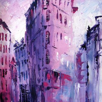 Malerei mit dem Titel "Les rues de Paris" von Nataly Basarab, Original-Kunstwerk, Öl