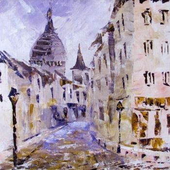 Peinture intitulée "La rue près de Mont…" par Nataly Basarab, Œuvre d'art originale, Huile