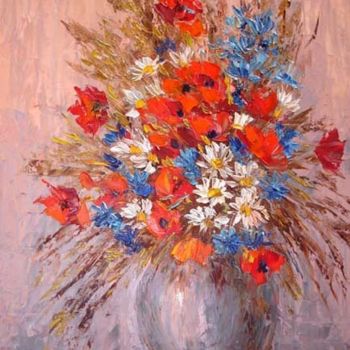 Painting titled "Fleurs des champs" by Nataly Basarab, Original Artwork, Oil