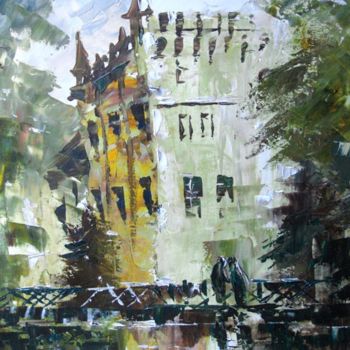 Painting titled "Une ville à Galicie" by Nataly Basarab, Original Artwork, Oil