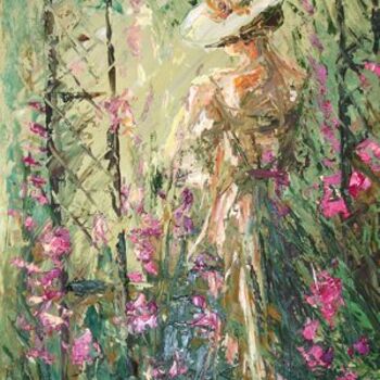 Pintura intitulada "Dans un jardin de r…" por Nataly Basarab, Obras de arte originais, Óleo