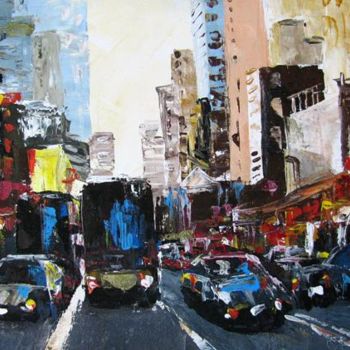 Ζωγραφική με τίτλο "Les rues de Chicago" από Nataly Basarab, Αυθεντικά έργα τέχνης, Λάδι