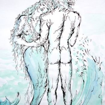 Drawing titled "Une sirène" by Nataly Basarab, Original Artwork, Other