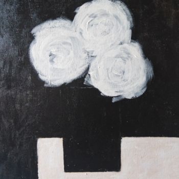 Painting titled ""White and black"" by Natalia Ganichkina, Original Artwork, Acrylic