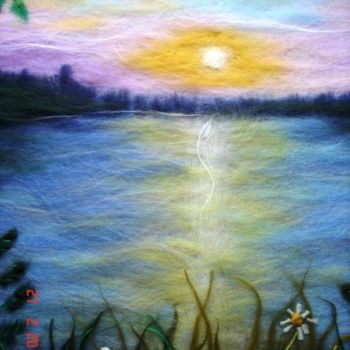 Картина под названием "Закат на реке" - Nataly Netronina, Подлинное произведение искусства, Другой