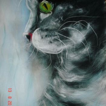Картина под названием "Кот Мурзик 2 (рисую…" - Nataly Netronina, Подлинное произведение искусства, Масло