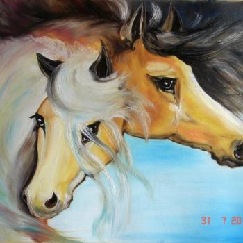 Картина под названием "Лошади - Единство Д…" - Nataly Netronina, Подлинное произведение искусства