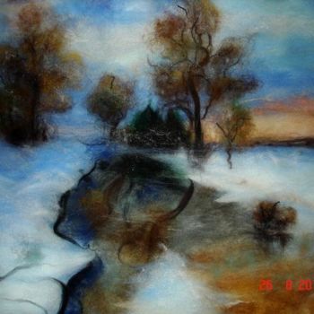 Ζωγραφική με τίτλο "Зимний пейзаж (рису…" από Nataly Netronina, Αυθεντικά έργα τέχνης, Λάδι