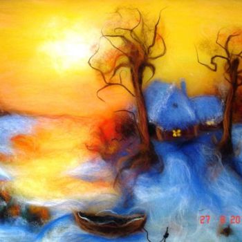 Картина под названием "Зимний пейзаж - Зак…" - Nataly Netronina, Подлинное произведение искусства, Масло