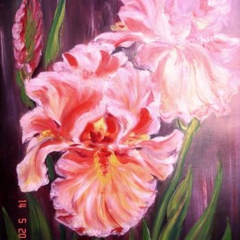 Pintura intitulada "Цветы  Ирисы (масло…" por Nataly Netronina, Obras de arte originais, Óleo