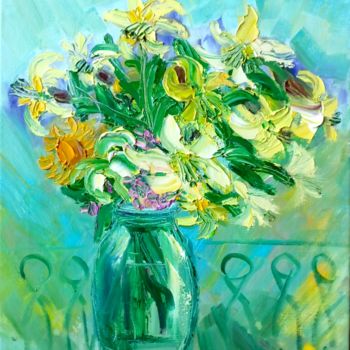 Картина под названием "Bouquet of wild lil…" - Natalie Iv, Подлинное произведение искусства, Масло