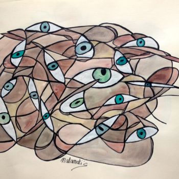 "Le regard des autres" başlıklı Tablo Natanatis tarafından, Orijinal sanat, Guaş boya