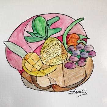 Painting titled "Fruits" by Natanatis, Original Artwork, Gouache