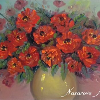 Pittura intitolato "Gorgeous Flowers Oi…" da Nata Naz, Opera d'arte originale, Olio