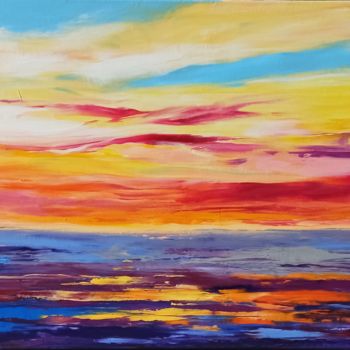 Malerei mit dem Titel "Sunset" von Natalia Cherepovich, Original-Kunstwerk, Öl