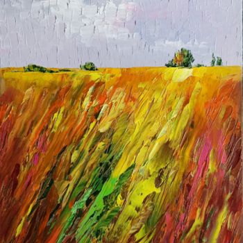 Painting titled "Sunny evening" by Natalia Cherepovich, Original Artwork, Oil