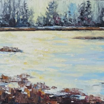 Painting titled "Sunny river" by Natalia Cherepovich, Original Artwork, Oil