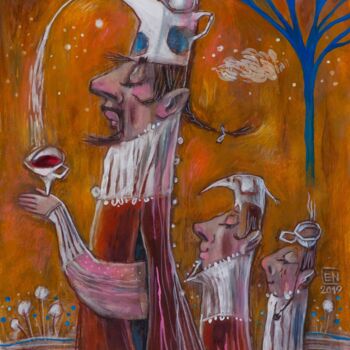 Pittura intitolato "Tea Ceremony" da Natasha Ermolaeva, Opera d'arte originale, Matita