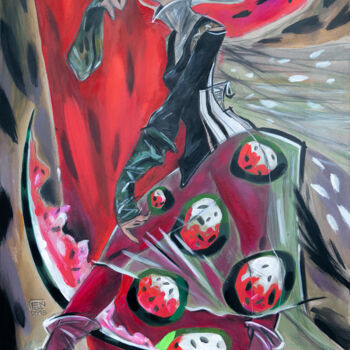 Schilderij getiteld "Watermelon is a Big…" door Natasha Ermolaeva, Origineel Kunstwerk, Acryl