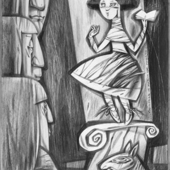 Drawing titled "Queen's Move" by Natasha Ermolaeva, Original Artwork, Graphite