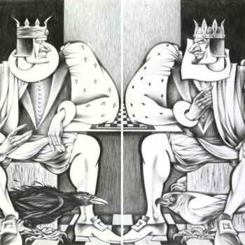 Рисунок под названием "Kings" - Natasha Ermolaeva, Подлинное произведение искусства, Графит