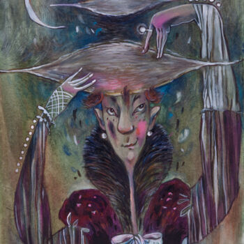 Disegno intitolato "Enchantress" da Natasha Ermolaeva, Opera d'arte originale, Acquarello