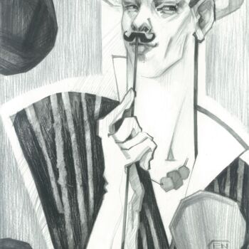 Drawing titled "Moustache" by Natasha Ermolaeva, Original Artwork, Graphite