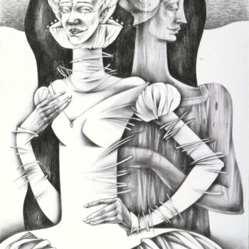 Dibujo titulada "Queens" por Natasha Ermolaeva, Obra de arte original, Grafito