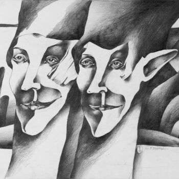 Disegno intitolato "Twins" da Natasha Ermolaeva, Opera d'arte originale, Grafite