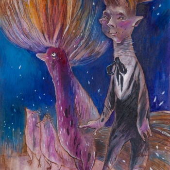 Dessin intitulée "Alien" par Natasha Ermolaeva, Œuvre d'art originale, Gouache