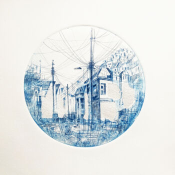 Gravures & estampes intitulée "Chapinero blue" par Natasha Granata, Œuvre d'art originale, Gravure