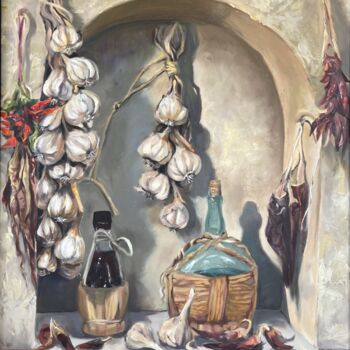 Картина под названием "Spicy still life" - Natasha Kuryshin, Подлинное произведение искусства, Масло